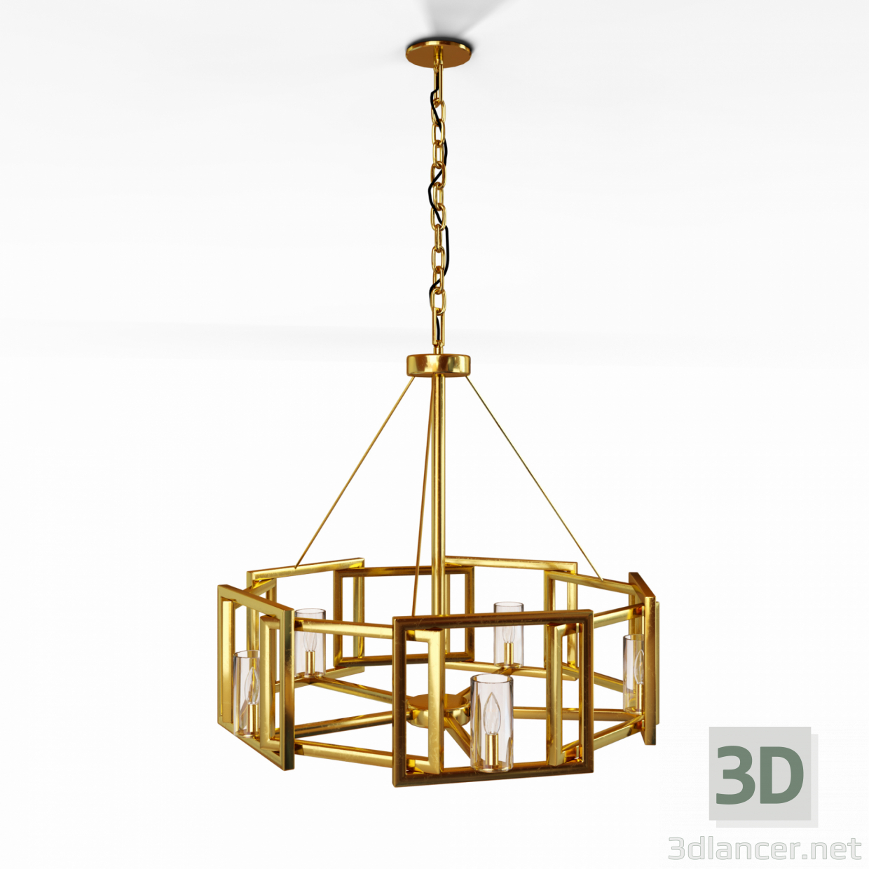 3d Marco 5 Light Chandelier in White Gold with Clear Glass модель купити - зображення