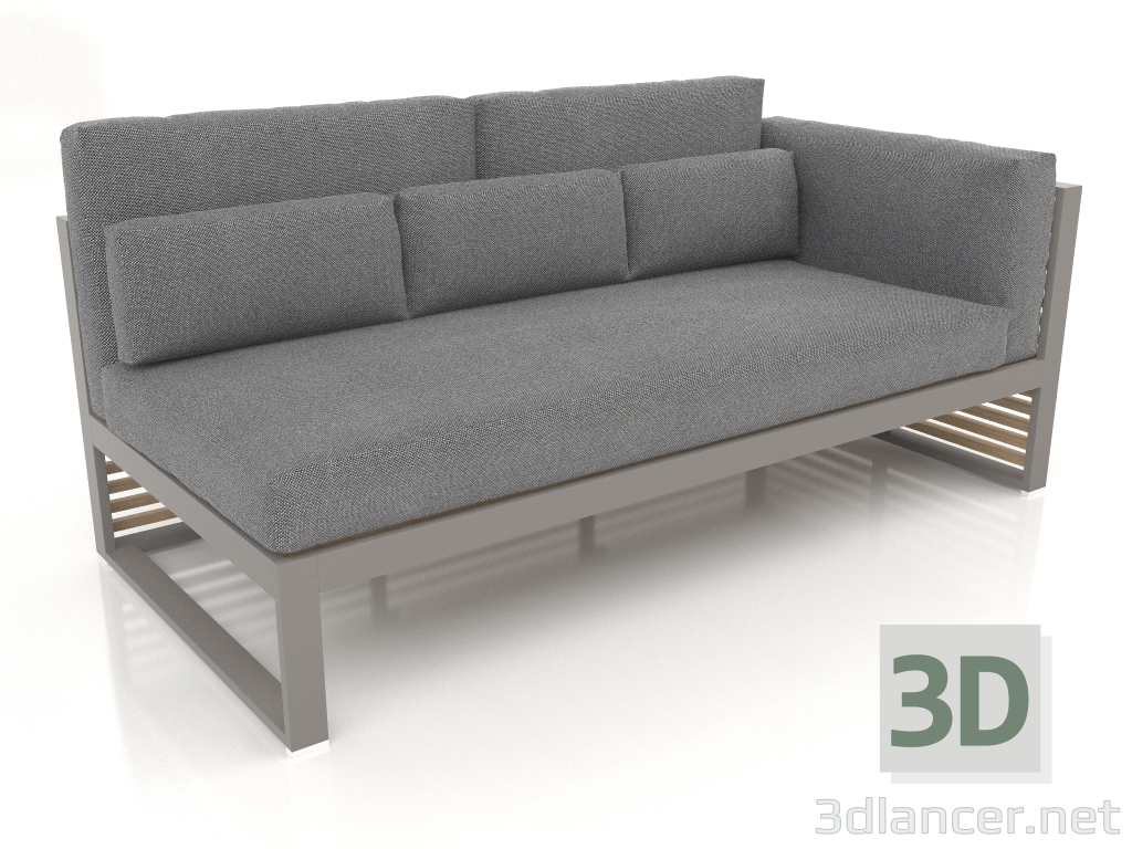 modèle 3D Canapé modulable, section 1 droite, dossier haut (Gris quartz) - preview