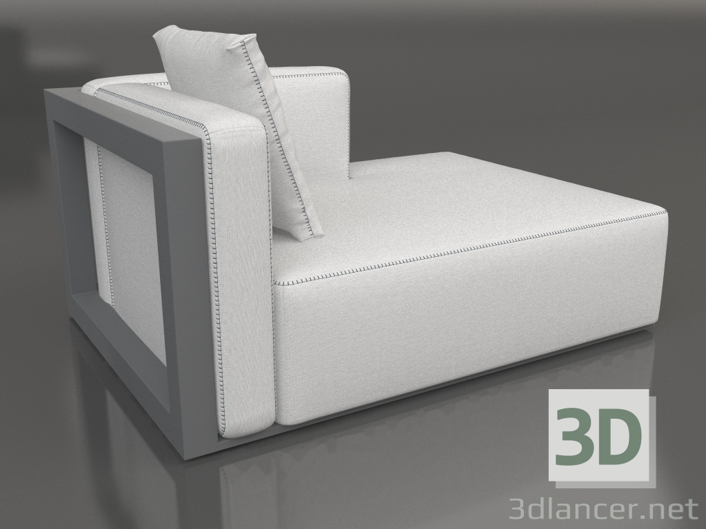 3d model Módulo sofá sección 2 derecha (Antracita) - vista previa