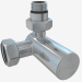 3d model 3D valve right (cylinder) G 1/2 "HP x G 3/4" NG - preview