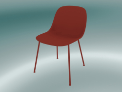 Silla de fibra con base de tubo (rojo polvoriento)