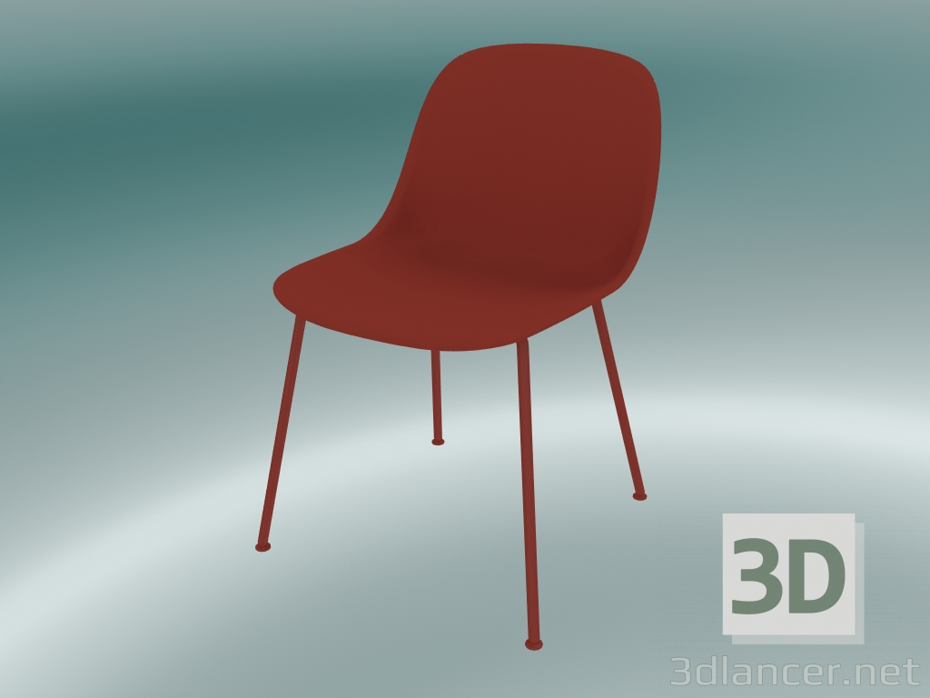 Modelo 3d Cadeira de fibra com base de tubo (vermelho empoeirado) - preview