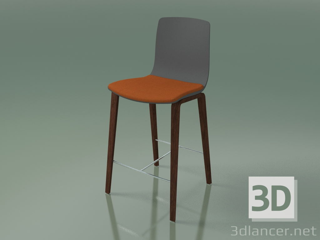 3D Modell Bar Stuhl 3995 (4 Holzbeine, mit einem Kissen auf dem Sitz, Polypropylen, Walnuss) - Vorschau