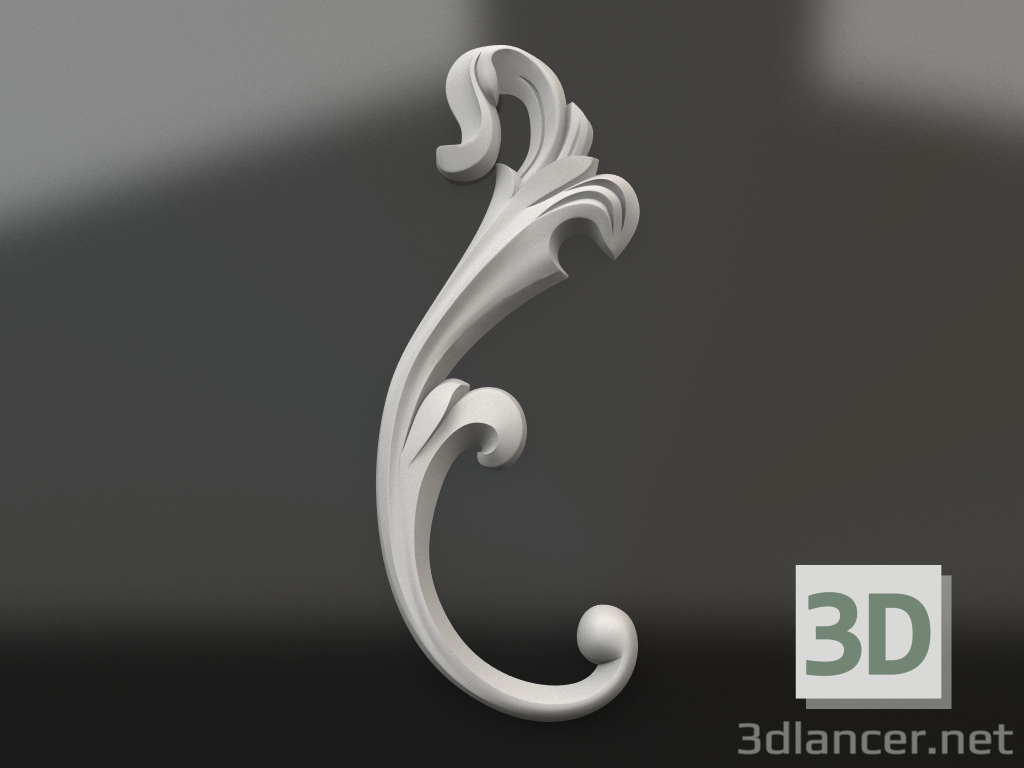 modèle 3D Elément décoratif en plâtre DE 013 A (451x176) - preview