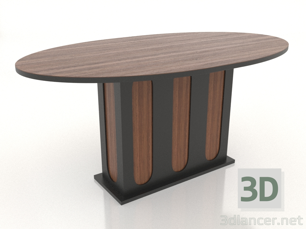 modello 3D Tavolo da pranzo OVALE 1600x900 mm (noce chiaro) - anteprima