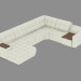 3d model Modular leather sofa with coffee table - preview