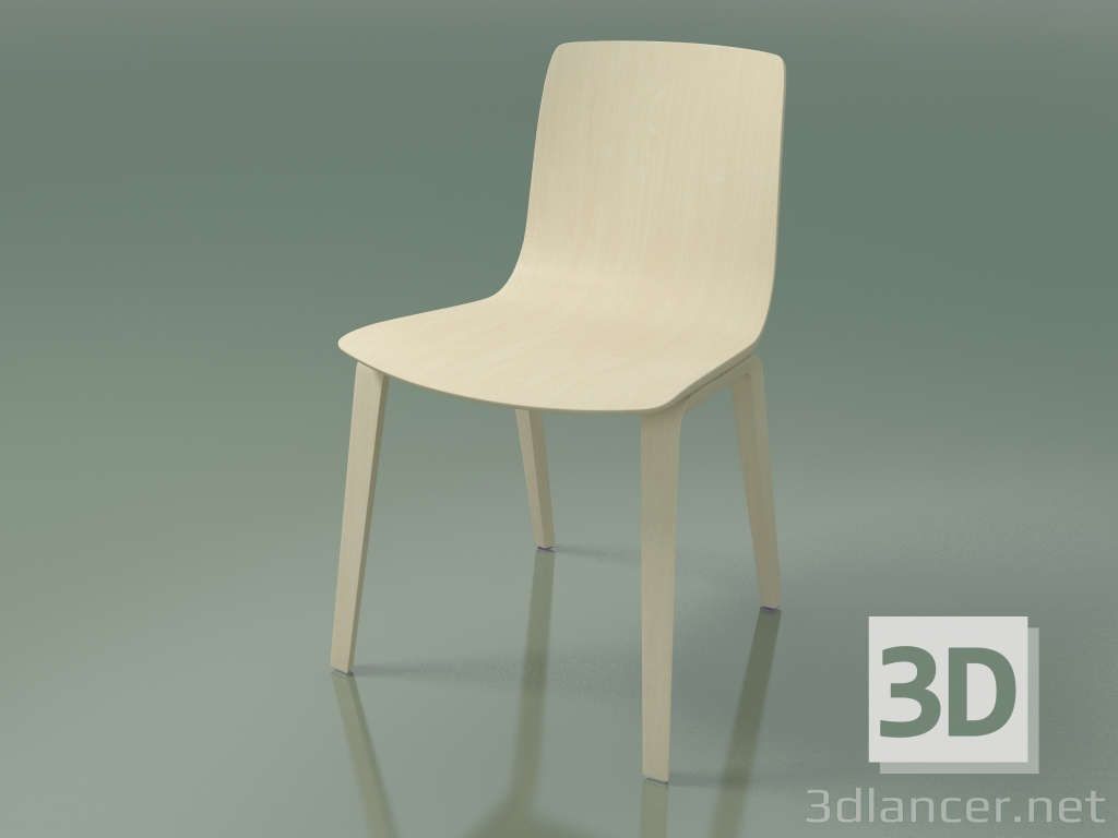 modello 3D Sedia 3910 (4 gambe in legno, betulla bianca) - anteprima