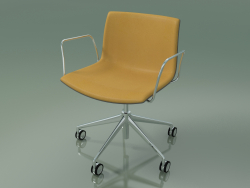 Silla 2048 (5 ruedas, con reposabrazos, cromo, con tapizado delantero, PO00412)