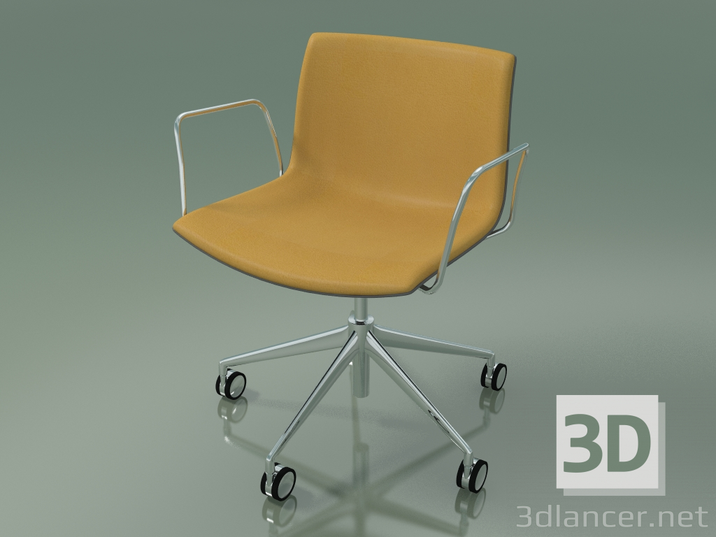 3D modeli Sandalye 2048 (5 tekerlekli, kolçaklı, krom, ön kaplamalı, PO00412) - önizleme