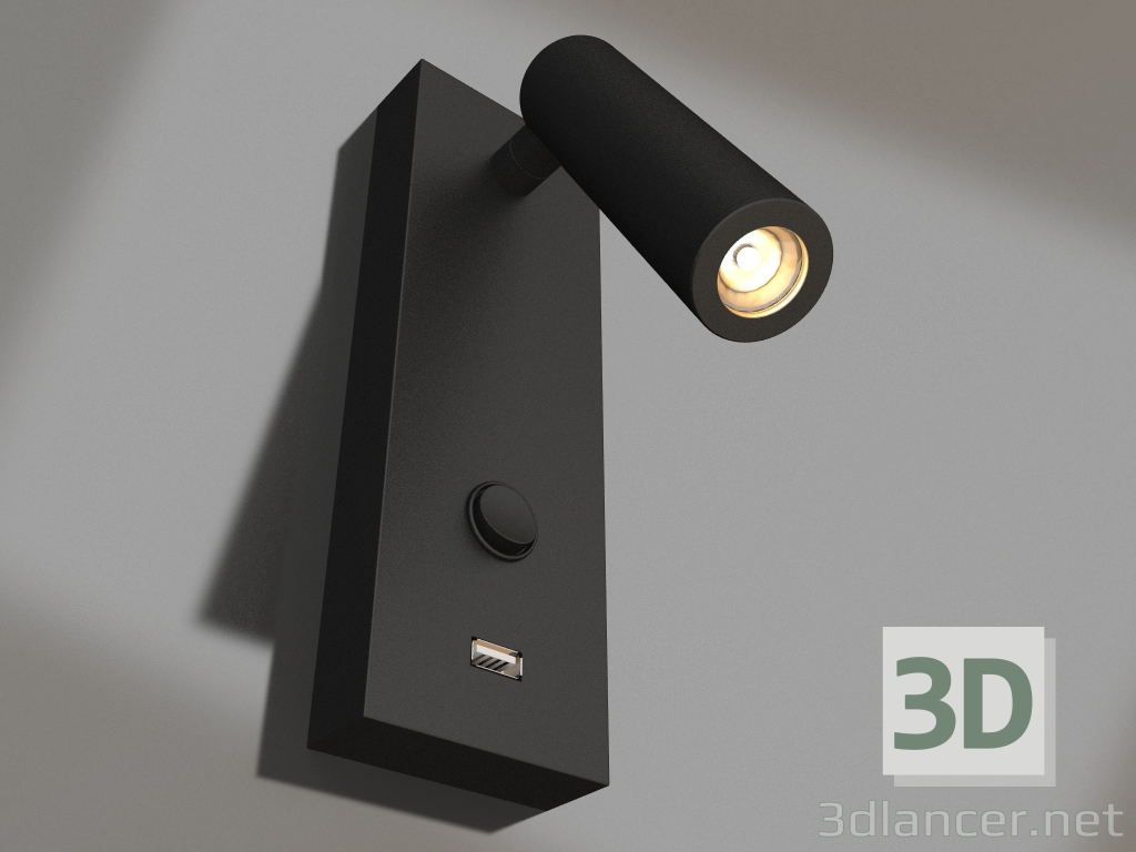 modello 3D Lampada SP-BED-CHARGE-S60x125-3W Warm3000 (BK, 20 gradi, 230V) - anteprima