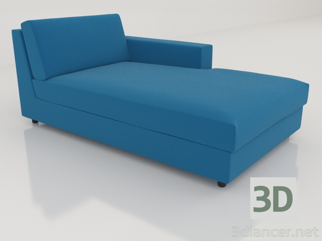 modello 3D Chaise longue 83 con bracciolo a destra - anteprima