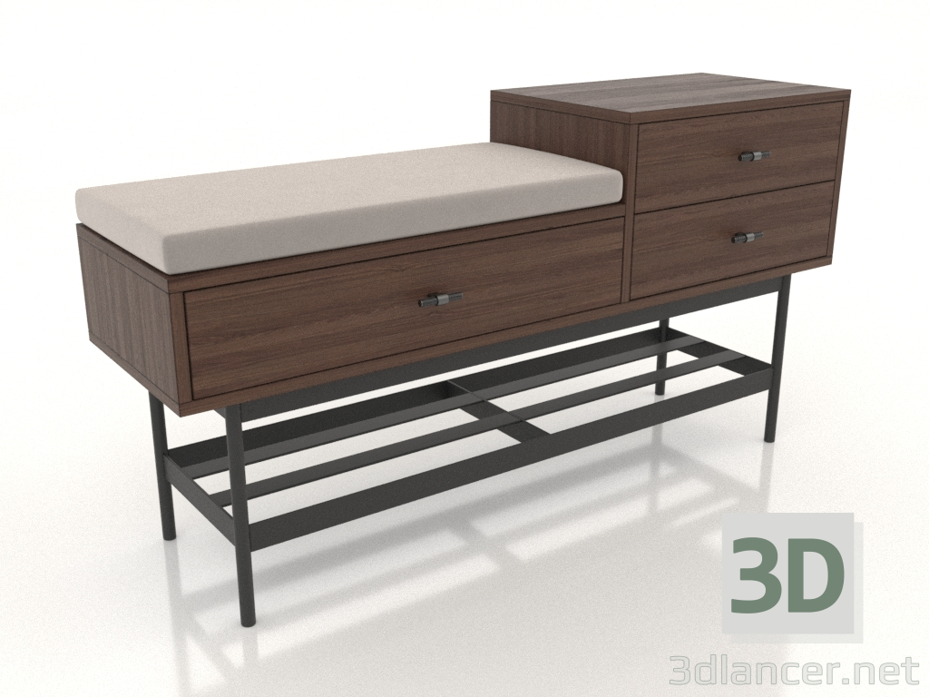 3d model Banquete 2 (nogal oscuro) - vista previa