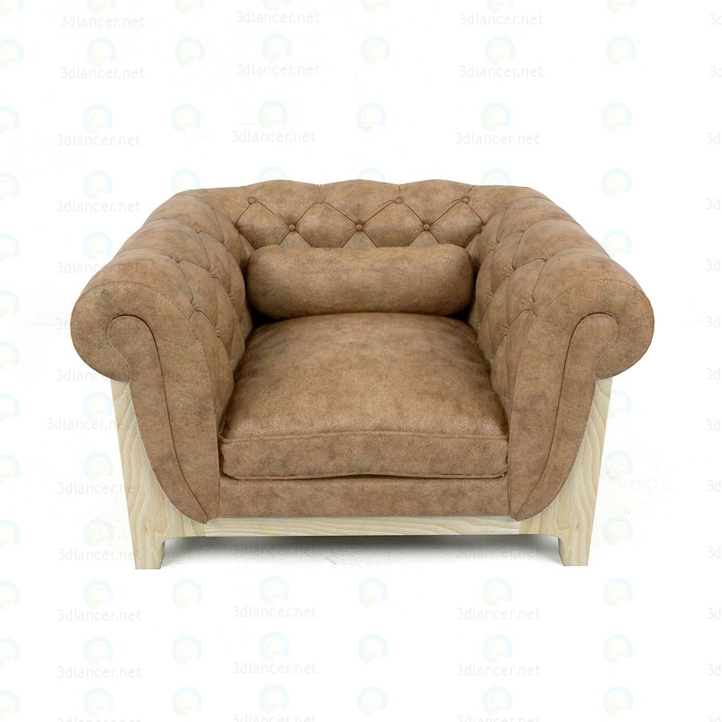 3d Armchair Cocoon Chesterfield BLEU nature model buy - render