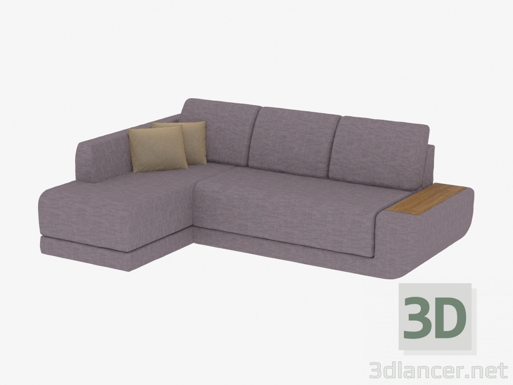 Modelo 3d Sofá-cama de canto para três pessoas - preview