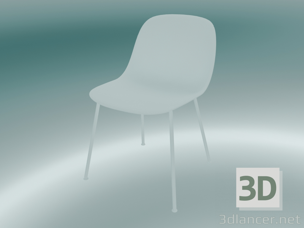 3d model Silla de fibra con base de tubo (blanco) - vista previa