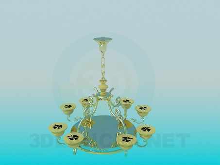 3d model Golden chandelier - preview