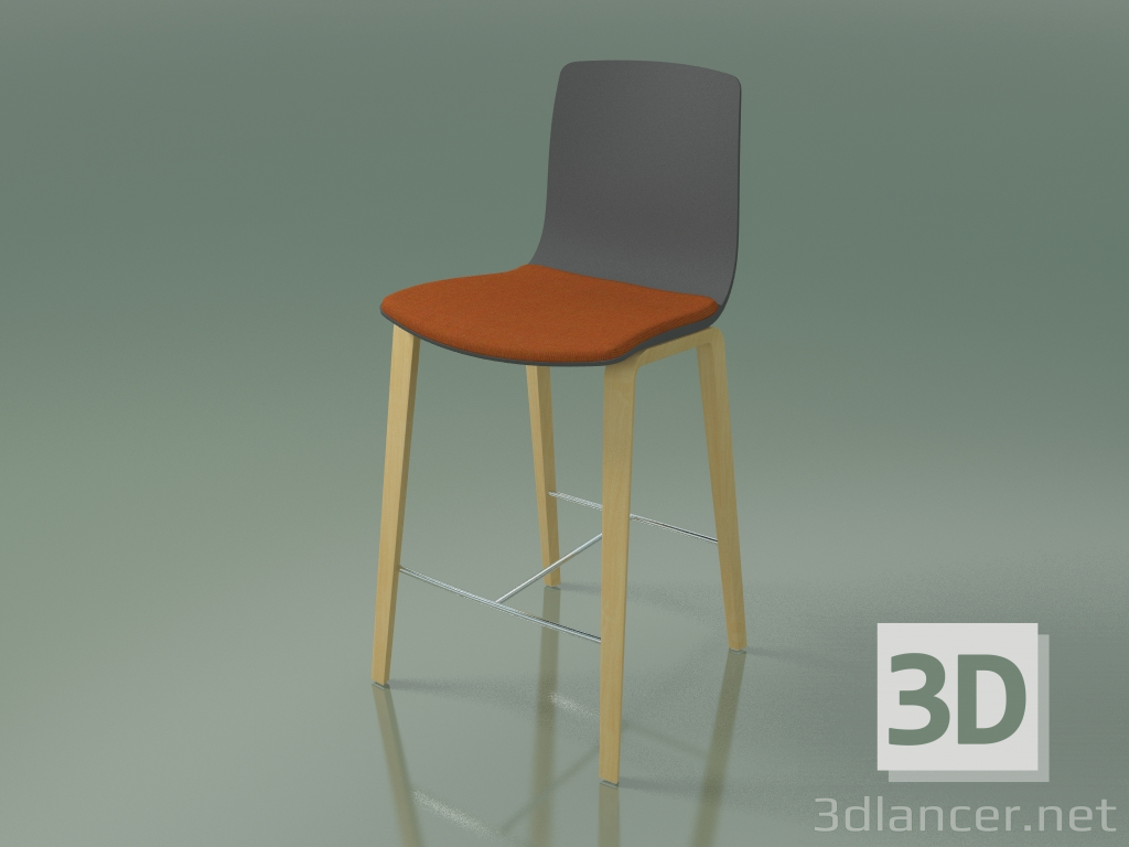 Modelo 3d Cadeira de bar 3995 (4 pernas de madeira, com um travesseiro no assento, polipropileno, bétula natur - preview