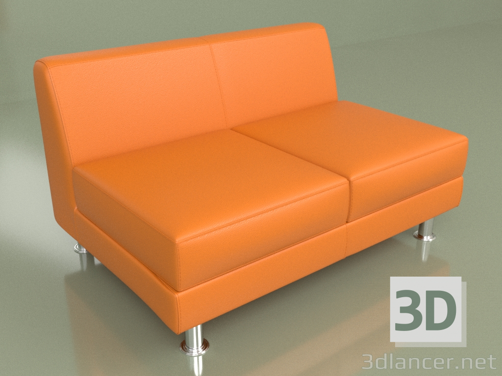 Modelo 3d Section Evolution 2 lugares (couro laranja) - preview