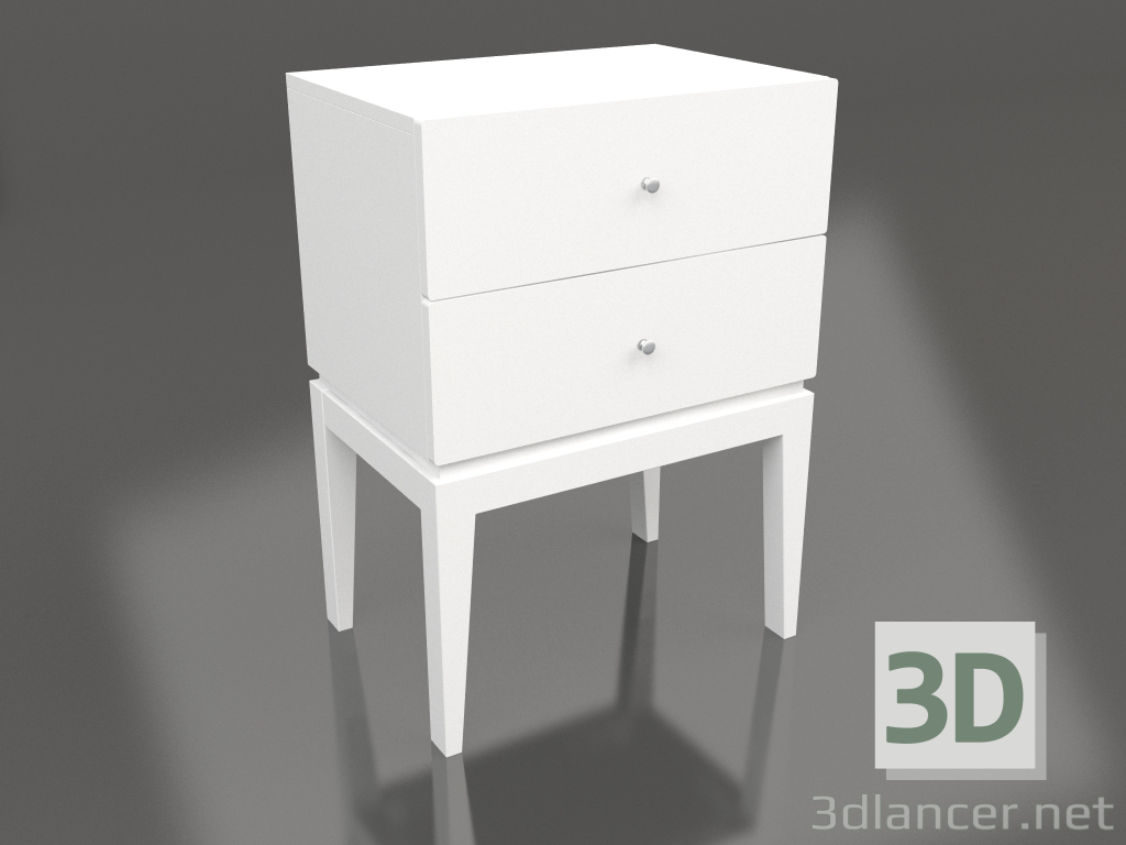 3d model One Static bedside table with two drawers (option 11) - preview