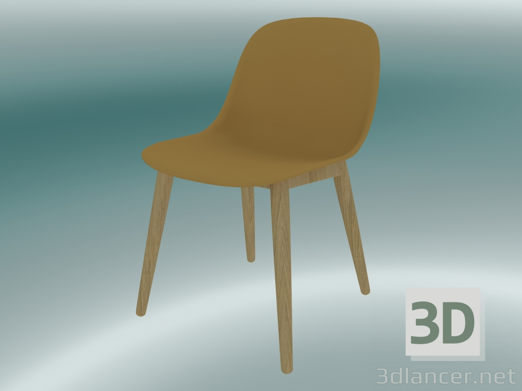 3d model Silla de fibra con base de madera (ocre, roble) - vista previa