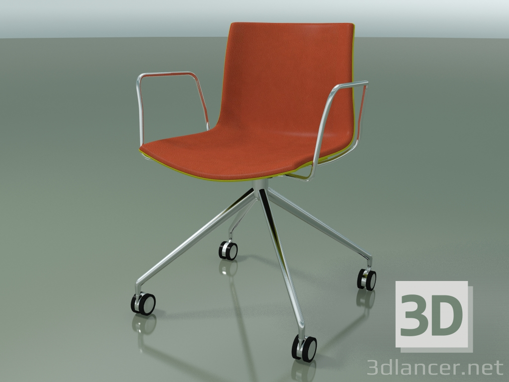 3d model Silla 0372 (4 ruedas, con reposabrazos, LU1, con tapizado delantero, polipropileno PO00118) - vista previa