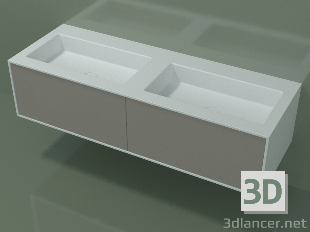 3d model Washbasin with drawers (06UC82421, Clay C37, L 144, P 50, H 36 cm) - preview