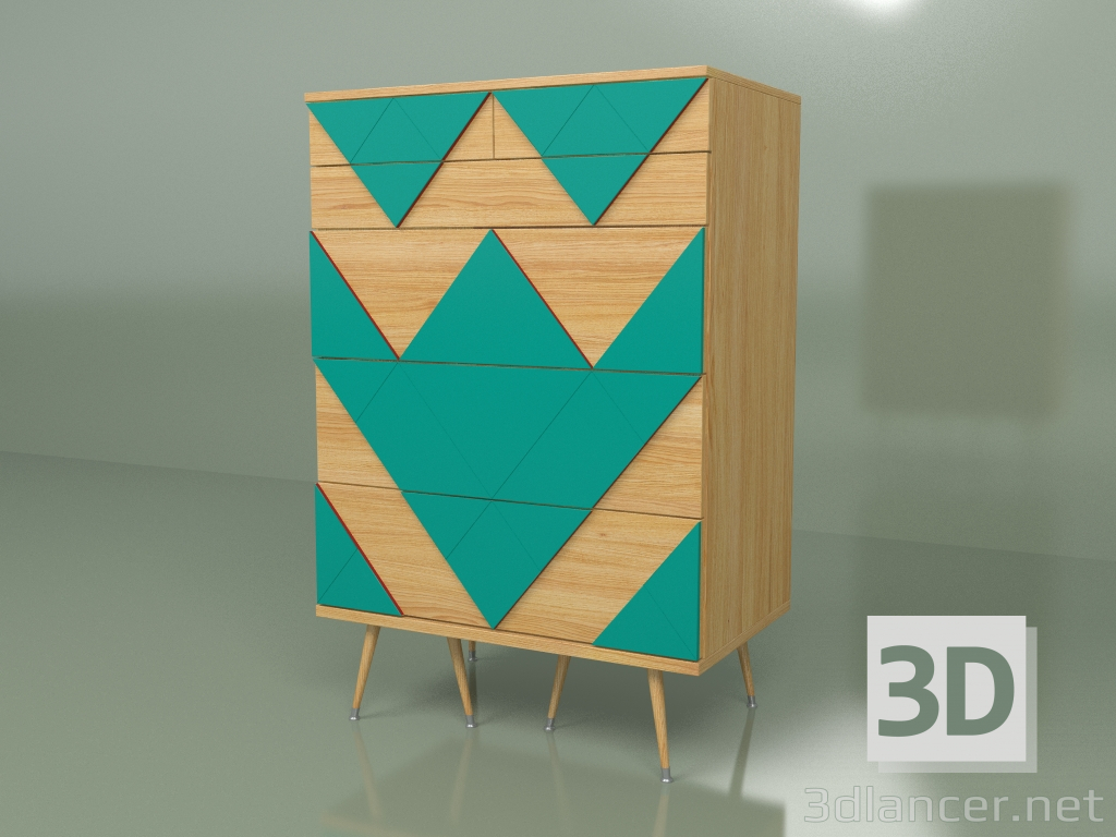 3d model Cajonera Big Woo (turquesa, chapa clara) - vista previa