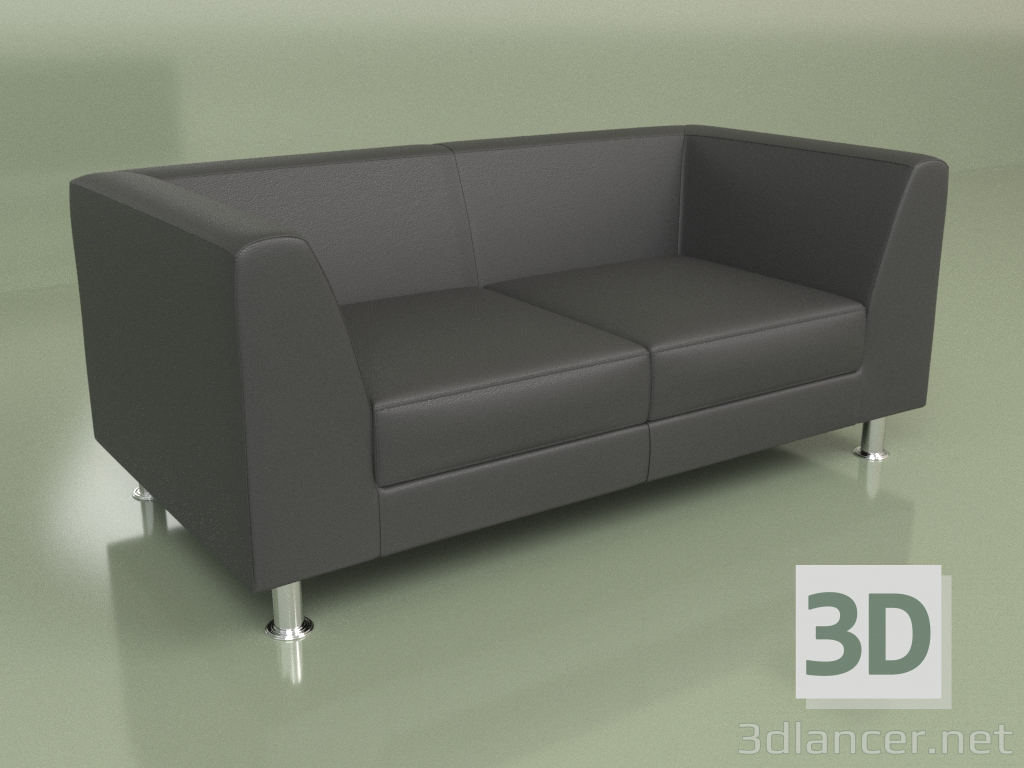 Modelo 3d Sofá Evolution 2 lugares (couro preto) - preview