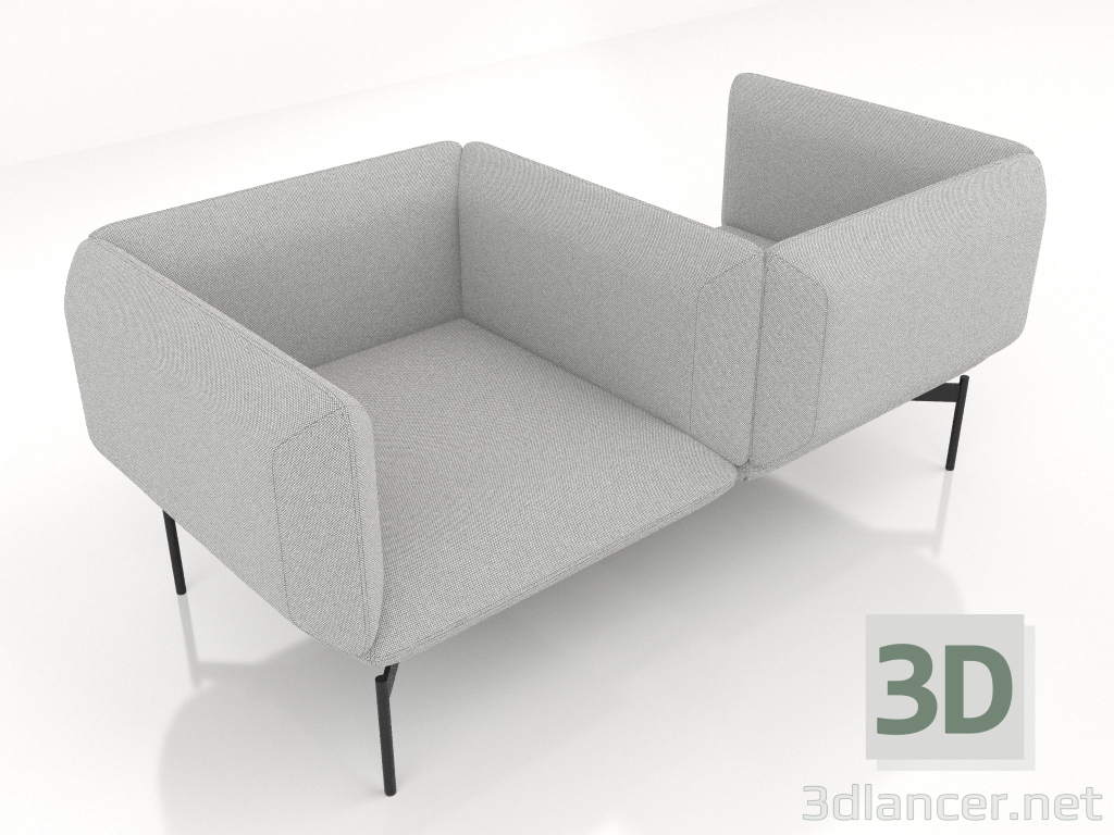 3D Modell Sofamodul 2-Sitzer Schlange - Vorschau