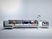 Sofa-Chair # 0346 (Sofa L-shaped & Chair & Glass Table)