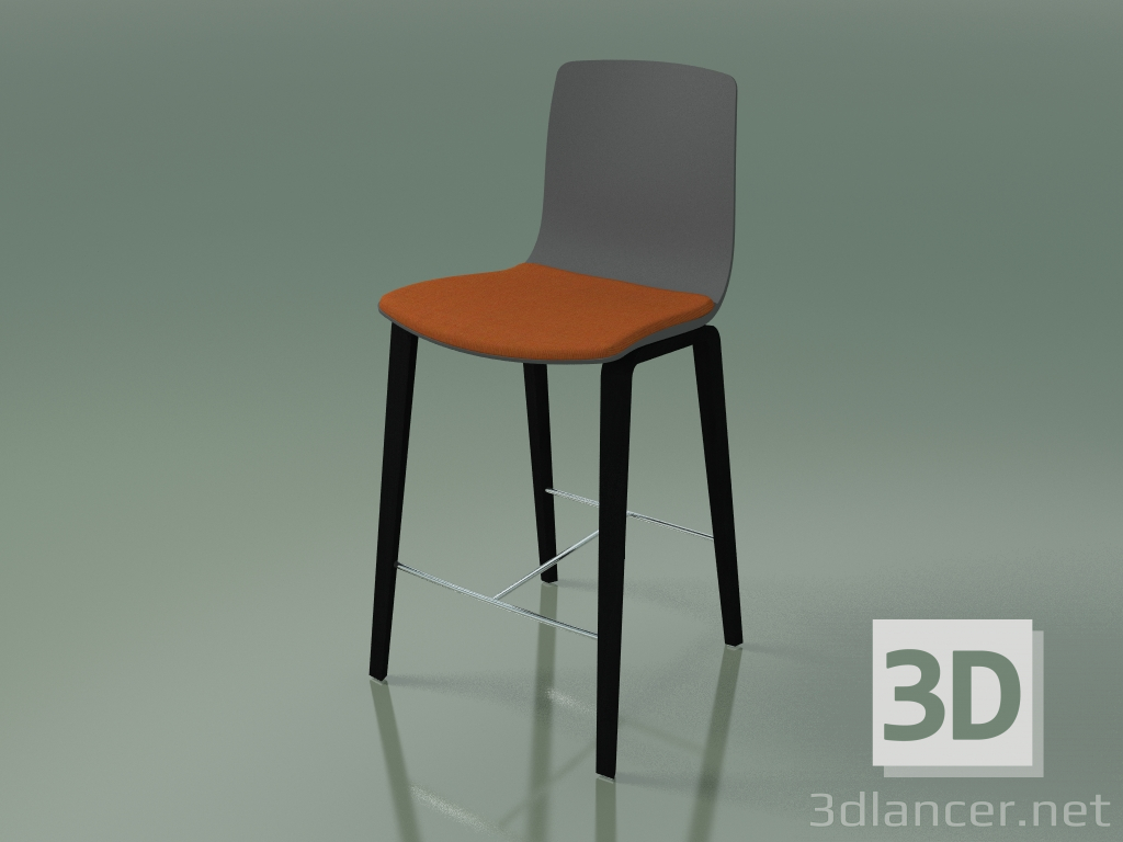 3d model Silla de bar 3995 (4 patas de madera, con una almohada en el asiento, polipropileno, abedul negro) - vista previa