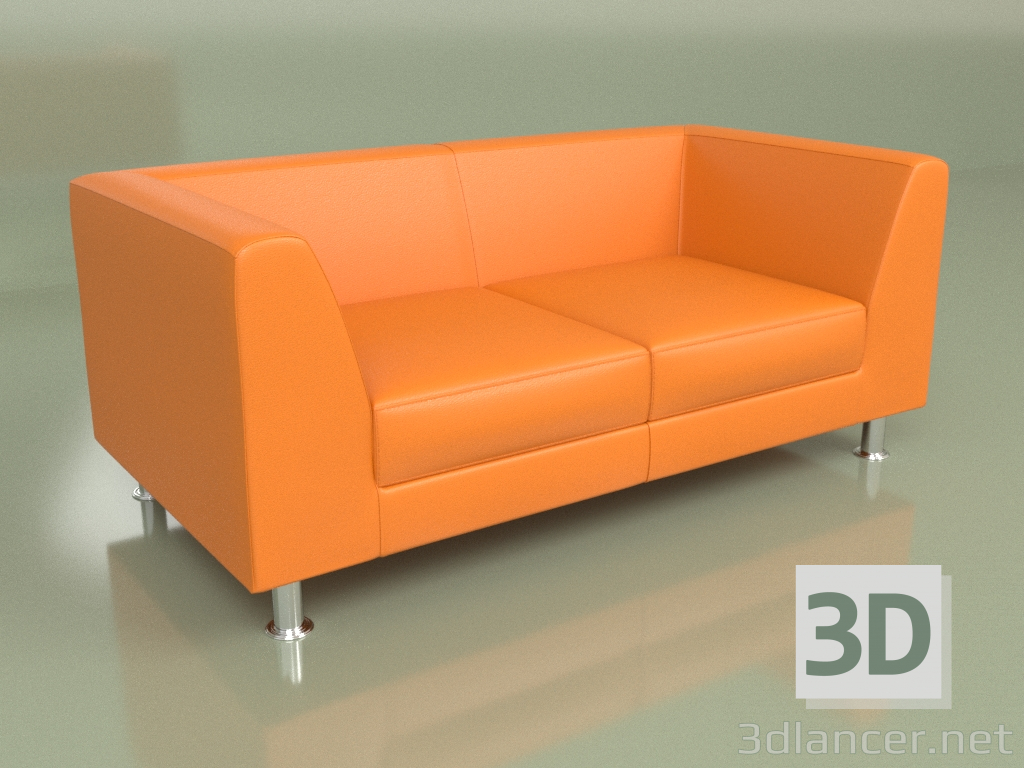 3d model Sofá Evolution 2 plazas (piel naranja) - vista previa