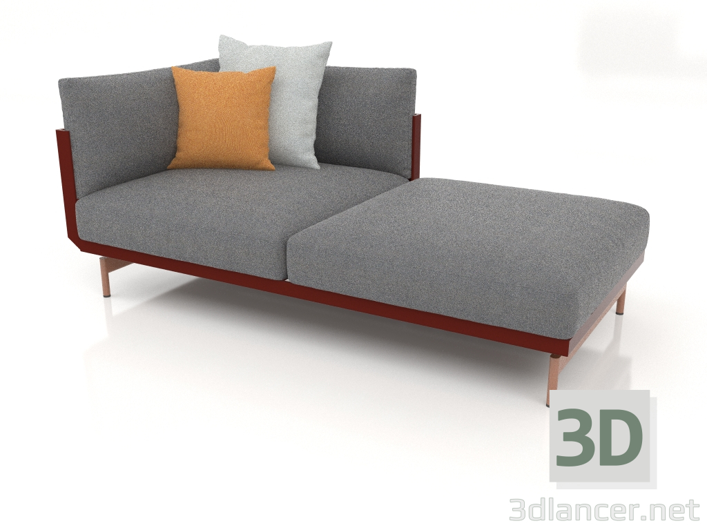 3d model Módulo sofá, sección 2 derecha (rojo vino) - vista previa