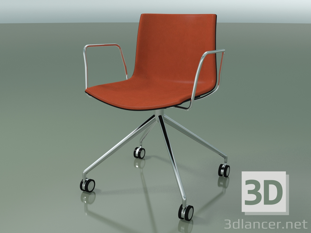 3d model Silla 0372 (4 ruedas, con reposabrazos, LU1, con tapizado delantero, polipropileno PO00109) - vista previa