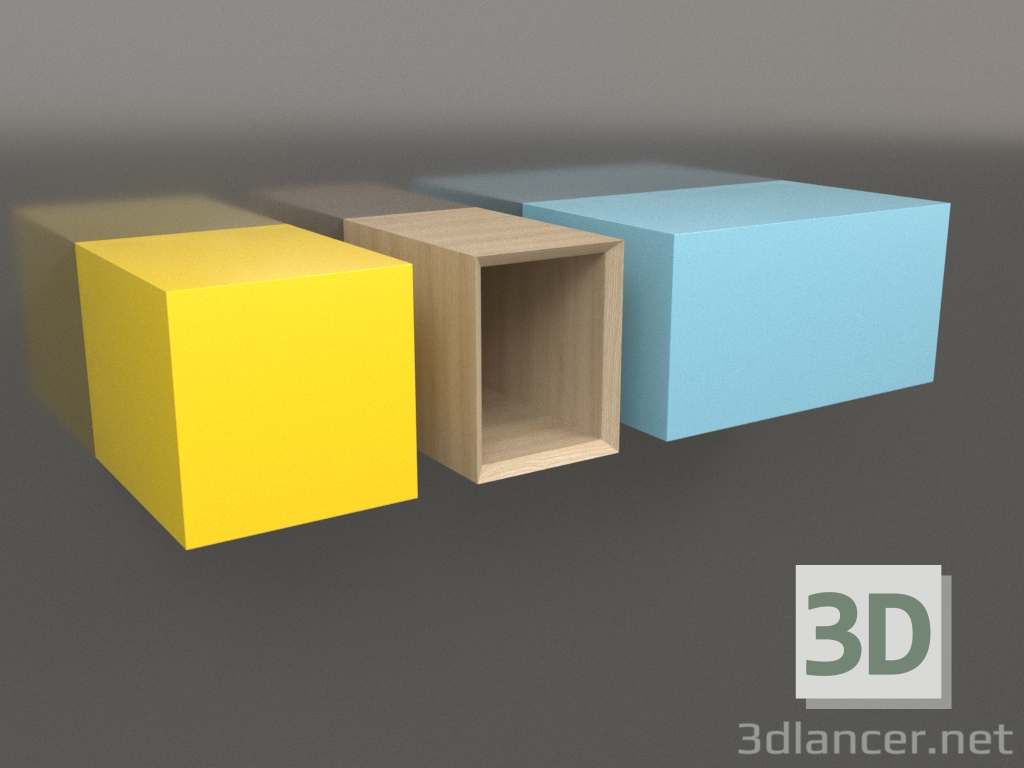 3d model Juego de estantes ST 06 (madera blanca) - vista previa