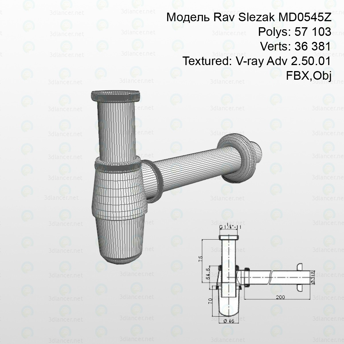 3D Sifon Rav Slezak MD0545Z modeli satın - render