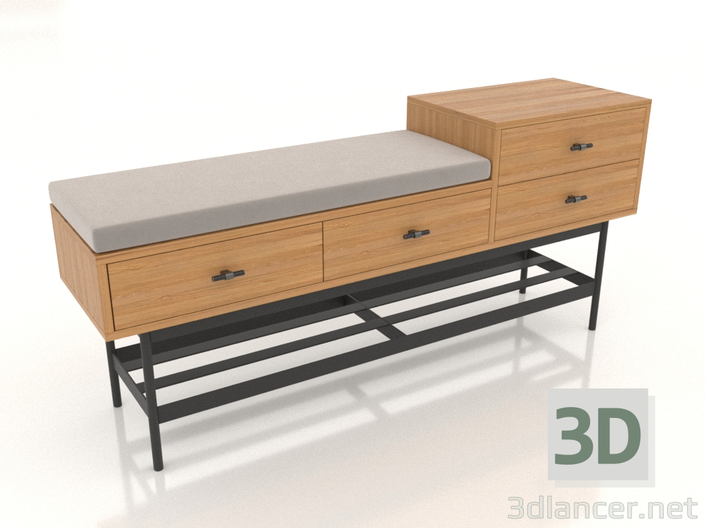 3D Modell Bank 3 (Natureiche) - Vorschau