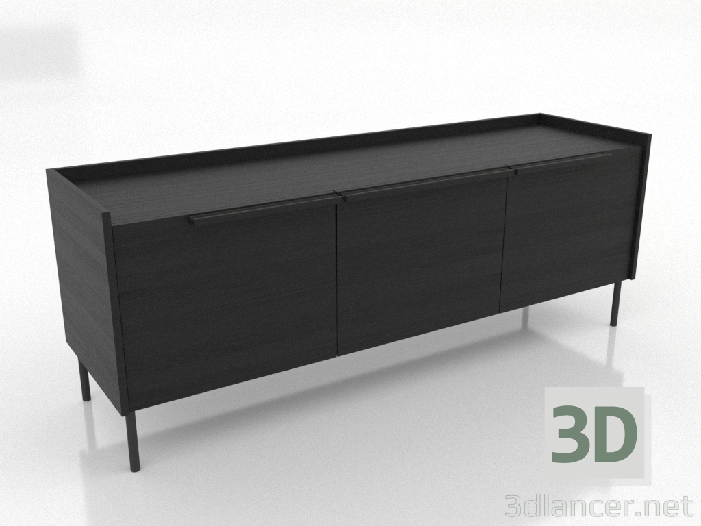 modèle 3D Meuble TV 2 1500 mm (noir RAL 9005) - preview modèle 3D Meuble TV 2 1500 mm (noir RAL 9005) - preview