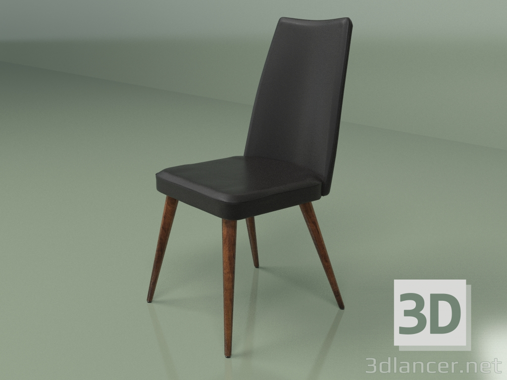 3d model Silla Lounge Alta (cuero negro) - vista previa