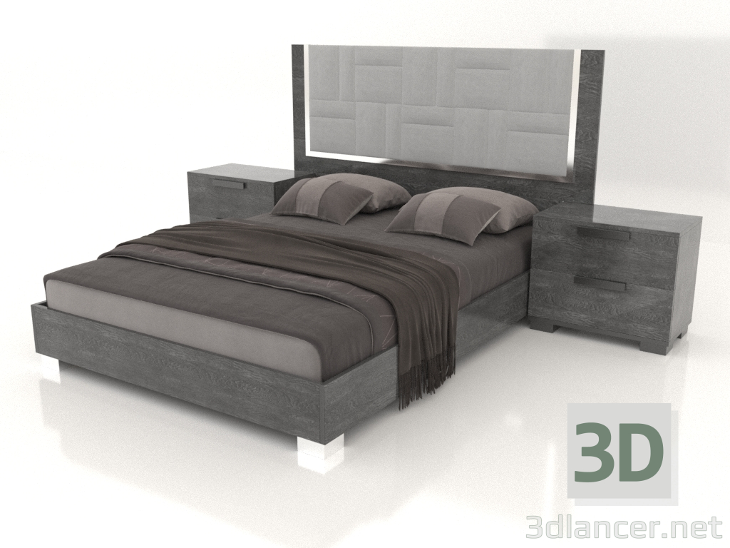 Modelo 3d Conjunto de quarto Sarah (cinza) - preview