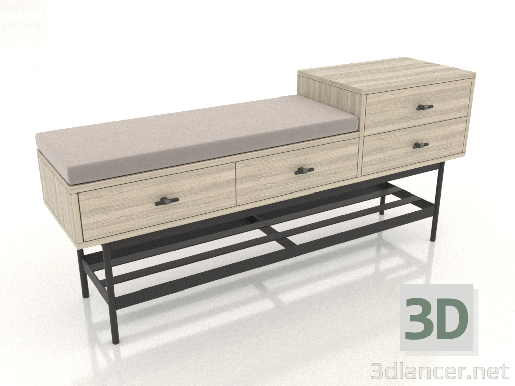 3d model Bench 3 (lightened oak) - preview