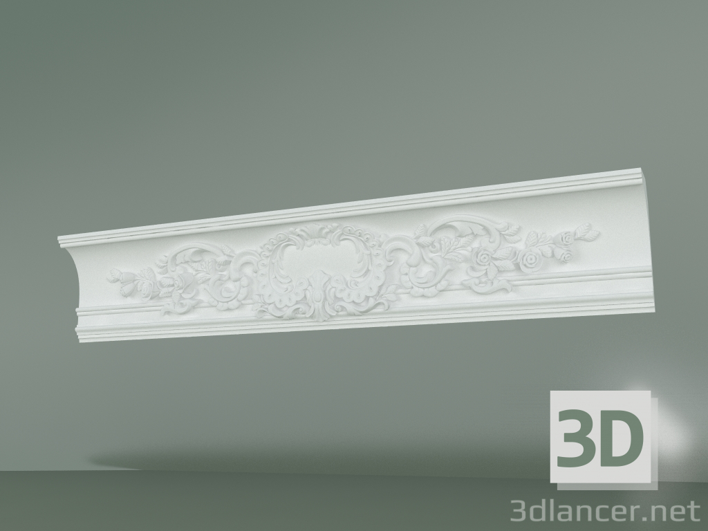 modello 3D Cornicione in gesso con ornamento КW022 - anteprima