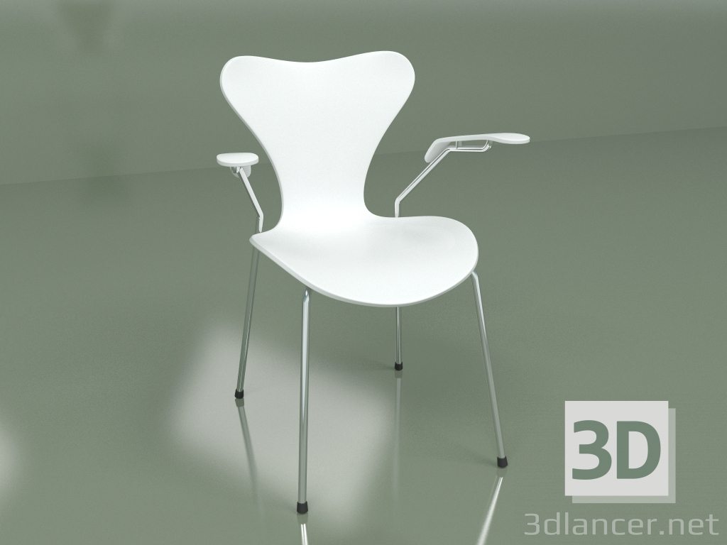 3d model Chair S7 with armrests (white, chrome) - preview