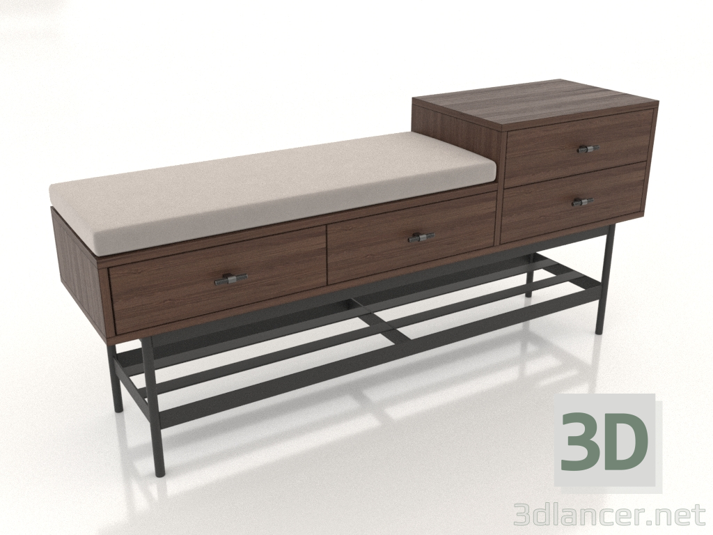 3d model Banquete 3 (nogal oscuro) - vista previa