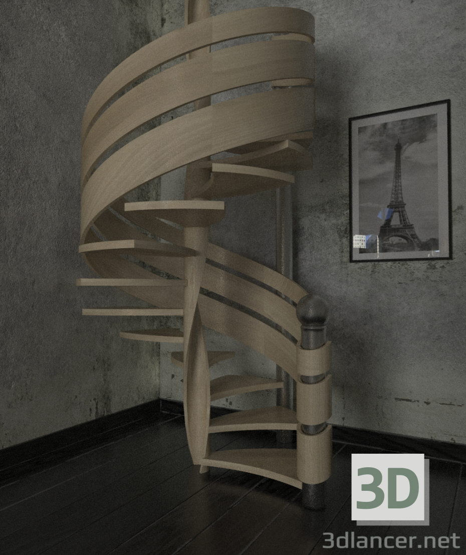 3d Stairs: winding model buy - render