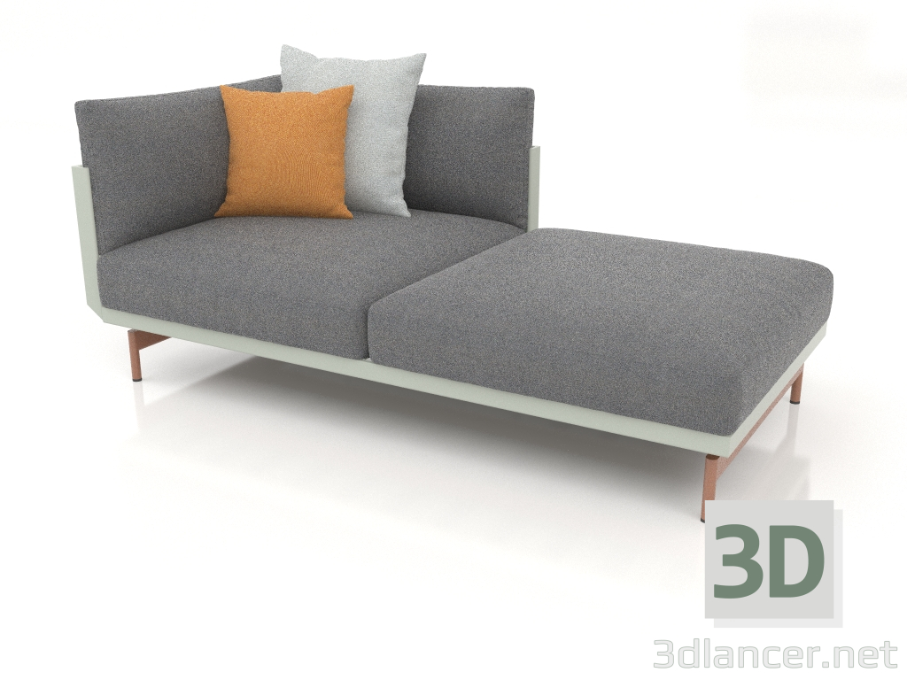 3d model Módulo sofá sección 2 derecha (Gris cemento) - vista previa