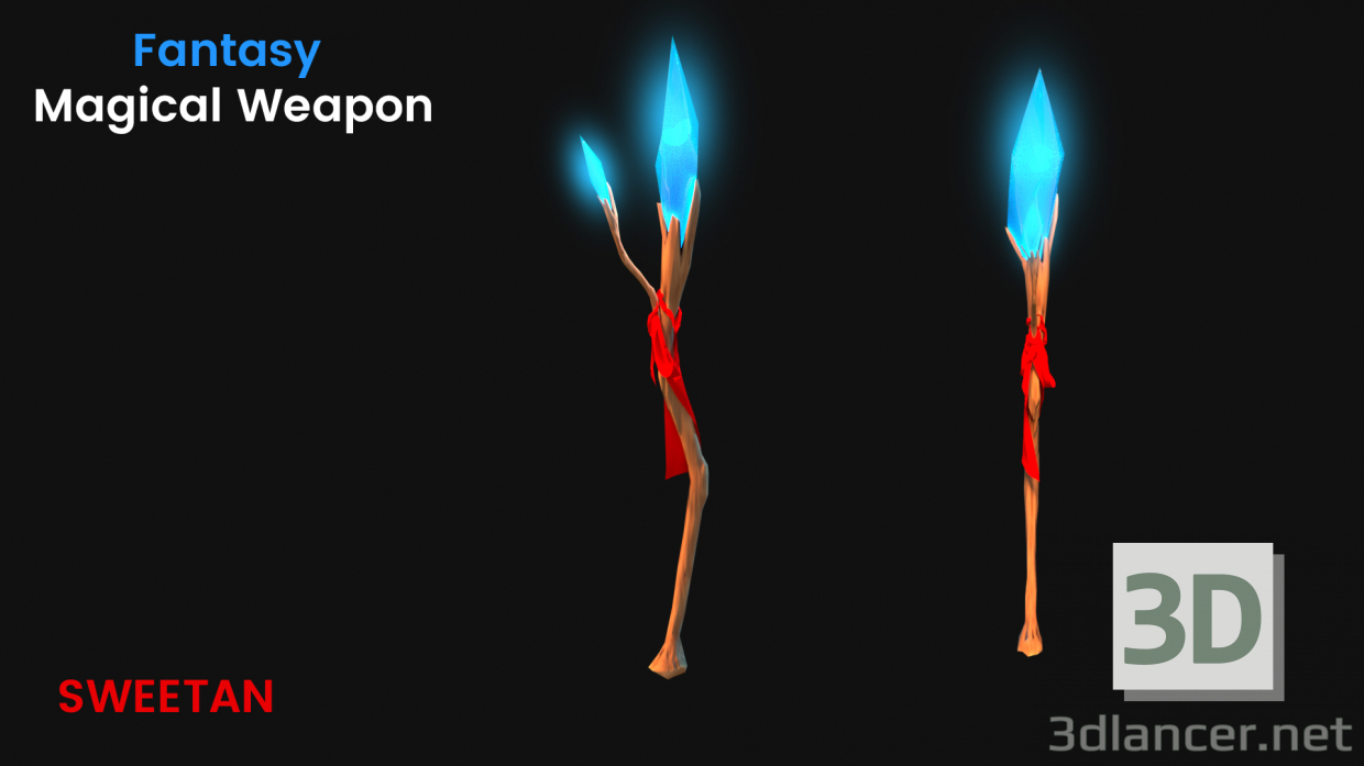 3d model 3D Fantasy Magical weapon - Game Asset - vista previa