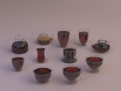 Tasses et théières en verre