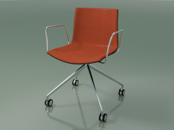 Silla 0333 (4 ruedas, con reposabrazos, LU1, con tapizado delantero, wengué)