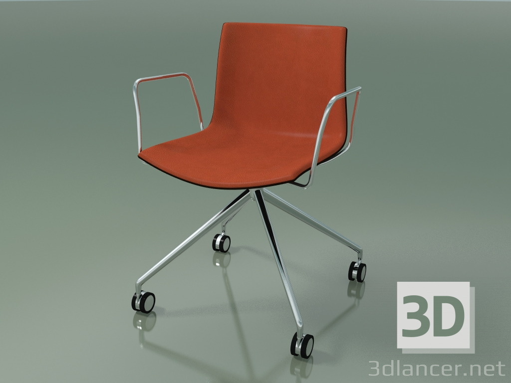 modello 3D Sedia 0333 (4 ruote, con braccioli, LU1, con rivestimento frontale, wengè) - anteprima